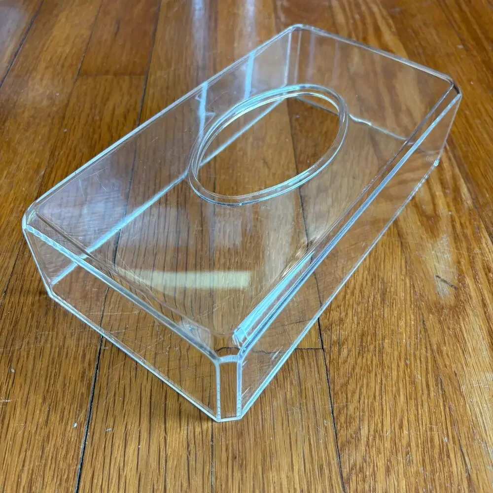 Vintage Lucite Tissue Box Cover Clear Acrylic Vanity Organizer